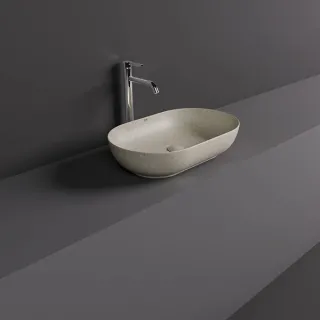 RAK Ceramics BATU Umywalka slim nablatowa owalna 55x35 cm Mica Warm Grey BATCT5500621A