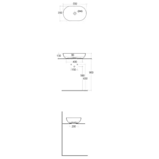 RAK Ceramics BATU Umywalka slim nablatowa owalna 55x35 cm Mica Warm Grey BATCT5500621A