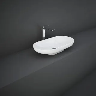 RAK Ceramics Zestaw DES Miska WC podwieszana z deską W/O i Umywalką Nablatową 70X35CM Biały Połysk DES1SETDESCT7000AWHA