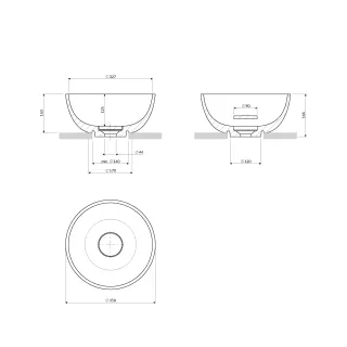 Omnires SHELL M+ umywalka nablatowa, Ø35 cm, black lava mat SHELL350UNBLV