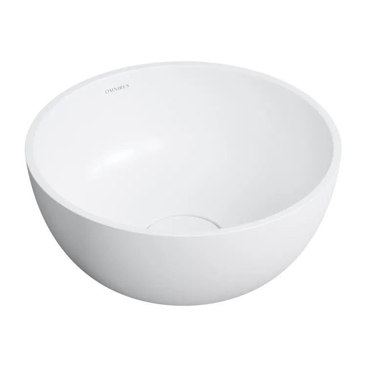 Omnires SHELL M+ umywalka nablatowa, Ø35 cm, biały mat SHELL350UNBM