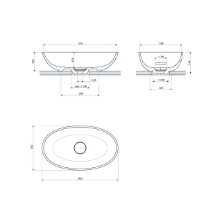 Omnires SHELL M+ umywalka nablatowa, 60 x 35 cm, ash grey mat SHELLUNAG