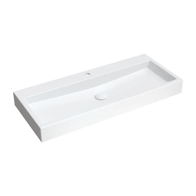 Omnires THASOS M+ umywalka nablatowa/wisząca, 100 x 42 cm, biały połysk THASOS1000BP Omnires THASOS M+ umywalka nablatowa/wisząca, 100 x 42 cm, biały połysk THASOS1000BP