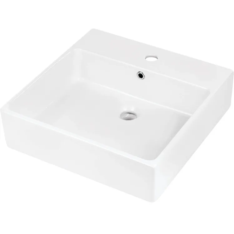 Deante Umywalka ceramiczna nablatowa/ścienna z miejscem na baterię - 50x50 cm CDT_6U5S Deante Umywalka ceramiczna nablatowa/ścienna z miejscem na baterię - 50x50 cm CDT_6U5S