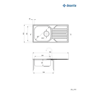 Deante Zlewozmywak stalowy 1-komorowy z ociekaczem - odpływ 3.5" ZEL_3113