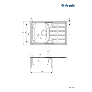 Deante Zlewozmywak stalowy 1-komorowy z ociekaczem ZEO_3113