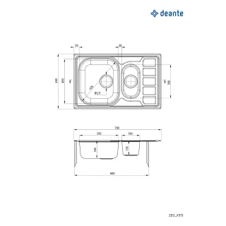 Deante Zlewozmywak stalowy 1.5-komorowy z ociekaczem ZEO_3513