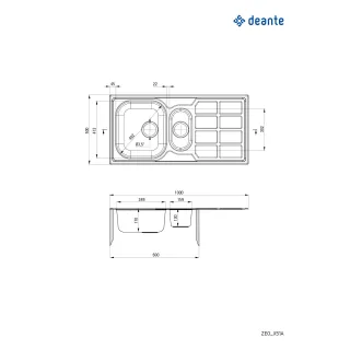 Deante Zlewozmywak stalowy 1.5-komorowy z ociekaczem ZEO_351A