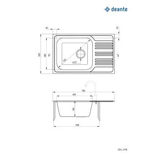 Deante Zlewozmywak stalowy 1-komorowy z ociekaczem ZEX_011B