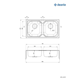 Deante Zlewozmywak stalowy 2-komorowy ZEX_3203