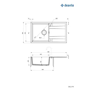 Deante Zlewozmywak granitowy 1-komorowy z ociekaczem ZQE_A113