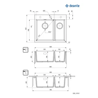 Deante Zlewozmywak granitowy 1.5-komorowy ZQE_G503