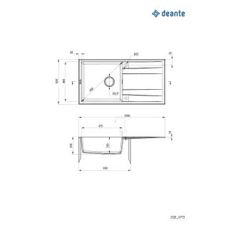 Deante Zlewozmywak granitowy 1-komorowy z ociekaczem ZQE_N713