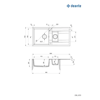 Deante Zlewozmywak granitowy 1.5-komorowy z ociekaczem ZQE_T513