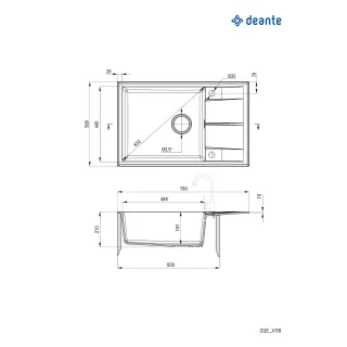 Deante Zlewozmywak granitowy 1-komorowy z ociekaczem ZQE_T11B