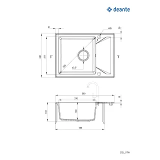 Deante Zlewozmywak granitowy 1-komorowy z ociekaczem ZQJ_T11A