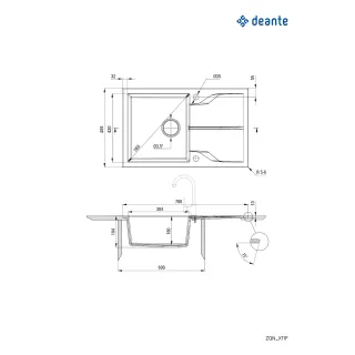Deante Zlewozmywak granitowy 1-komorowy z ociekaczem - montowany na równi z blatem ZQN_S11F
