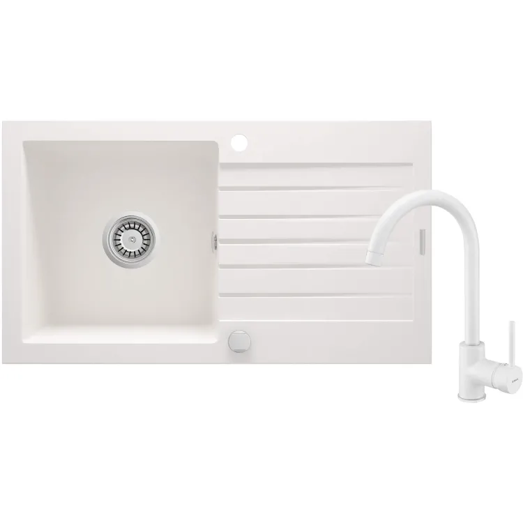 Deante Zlewozmywak granitowy z baterią 1-komorowy z ociekaczem ZQZVA113