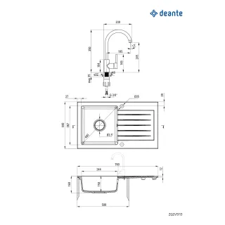 Deante Zlewozmywak granitowy z baterią 1-komorowy z ociekaczem ZQZVA113