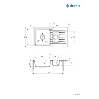 Deante Zlewozmywak granitowy 1.5-komorowy z ociekaczem ZQZ_N513
