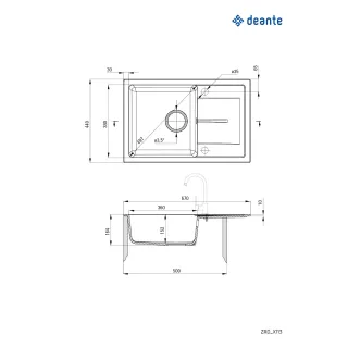 Deante Zlewozmywak granitowy 1-komorowy z ociekaczem ZRD_S113
