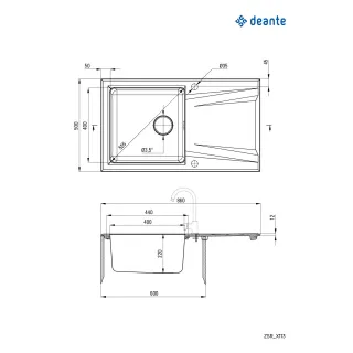Deante Zlewozmywak granitowo-stalowy 1-komorowy z ociekaczem ZSR_A113