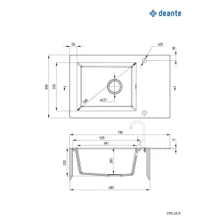 Deante Zlewozmywak szklano-granitowy 1-komorowy z ociekaczem ZSN_GL1C
