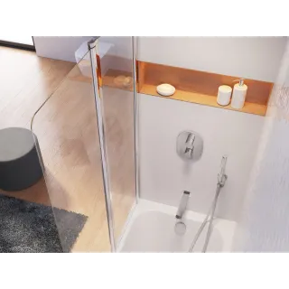 Ravak Parawan nawannowy CVS2 100 L, połysk+szkło transparent 7QLA0C00Z1