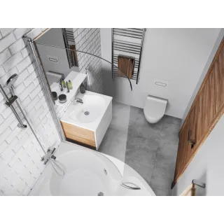 Ravak Parawan nawannowy CVSK1 Rosa 140/150 P, połysk+szkło transparent 7QRM0C00Y1