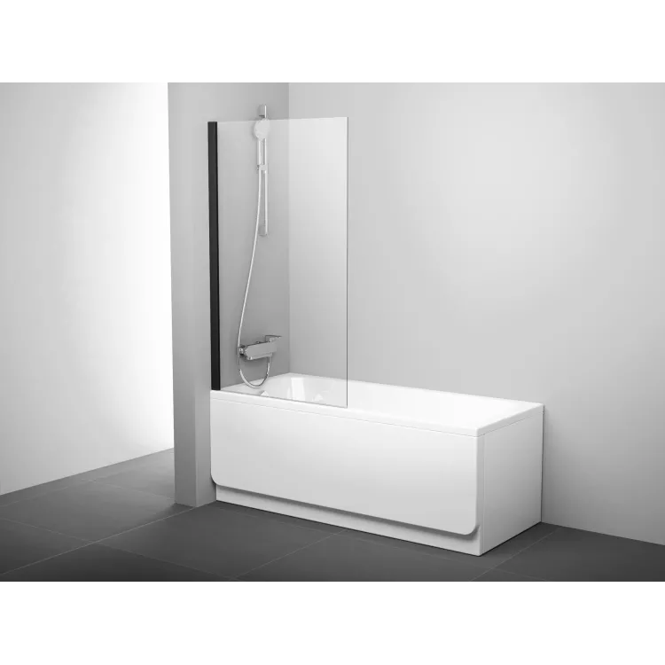 Ravak Ścianka wannowa PVS1 80, czarna+szkło transparent 79840300Z1