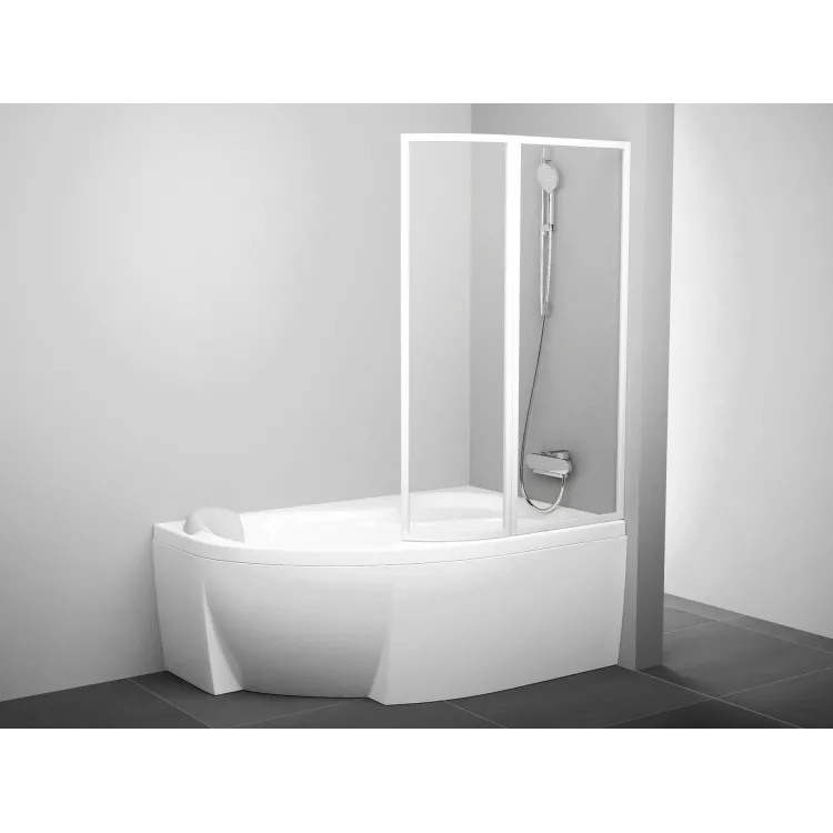 Ravak Parawan nawannowy VSK2 Rosa 150 P, biała+szkło transparent 76P80100Z1