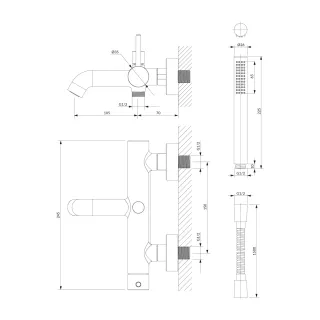 Omnires Y bateria wannowa z zestawem prysznicowym, chrom połysk Y1231CR