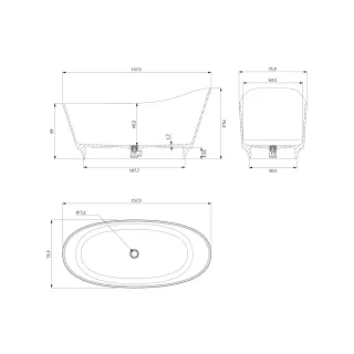 Omnires NEO M+ wanna wolnostojąca, 158 x 72 cm, biały mat NEO158SWWBM