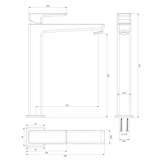 Omnires PARMA bateria umywalkowa wysoka, czarny mat PM7412BL