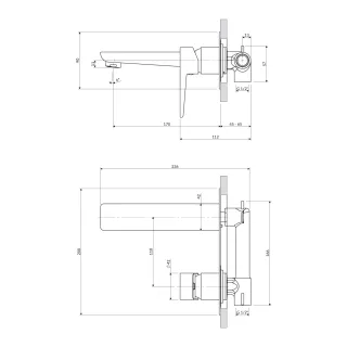 Omnires PARMA bateria umywalkowa podtynkowa, czarny mat PM7415BL
