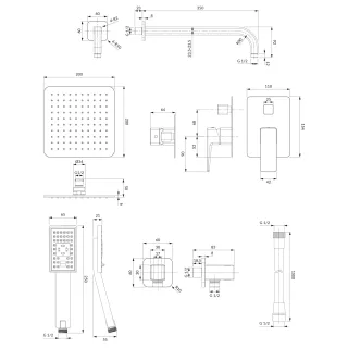 Omnires PARMA system prysznicowy podtynkowy, czarny mat SYSPM10BL