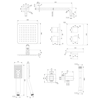 Omnires PARMA termostatyczny system prysznicowy podtynkowy, czarny mat SYSPM11BL