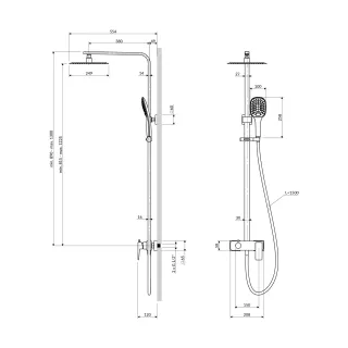 Omnires PARMA system prysznicowy natynkowy, chrom połysk PM7444CR