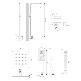 Omnires PARMA system prysznicowy natynkowy, grafit szczotkowany PM7444GR