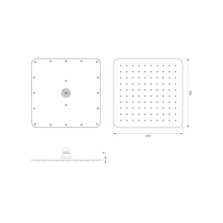 Omnires SLIMLINE deszczownica, 25 x 25 cm, czarny mat WG225-OBL