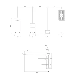Omnires PARMA bateria wannowa 4-otworowa, grafit szczotkowany PM7432GR