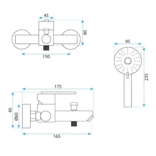 Rea BATERIA WANNOWA JS-11803B ONTARIO CZARNA REA-B5512