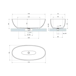 Omnires SHELL M+ wanna wolnostojąca, 175 x 78 cm, dune beige mat SHELL175WWDB