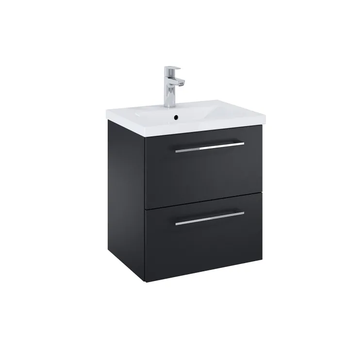 Roca ROMA COMPACT Szafka łazienkowa 50 cm z 2 szufladami, do kompletacji z umywalką Hebe, czarny mat A857951532