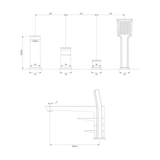 Omnires PARMA bateria wannowa 4-otworowa, chrom/biały połysk PM7432CRB