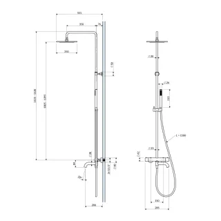 Omnires Y termostatyczny system wannowy natynkowy, grafit szczotkowany Y1234GR