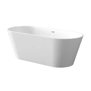 Invena Wolnostojąca wanna Limnos w komplecie z syfonem/korkiem w kolorze białym AN-00-120-M