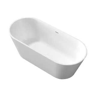 Invena Wolnostojąca wanna Limnos w komplecie z syfonem/korkiem w kolorze białym AN-00-120-M