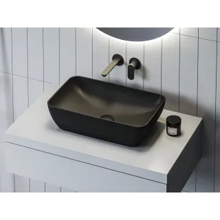 Ravak Umywalka ceramiczna Uni 50 R Slim, czarna mat XJX0D150000