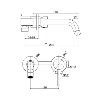 FDesign Flusso bateria umywalkowa podtynkowa złota FD1-FLS-3PA-55